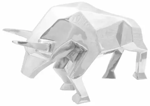 Sculptură taur, argintiu, 74x23x39 cm, aluminiu - 1/5
