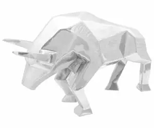 vidaXL Sculptură taur, argintiu, 74x23x39 cm, aluminiu