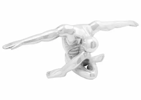 Sculptură gânditorul, argintiu, 63x20x22 cm, aluminiu - 1/5