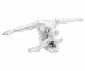 vidaXL Sculptură gânditorul, argintiu, 63x20x22 cm, aluminiu