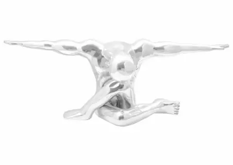 Sculptură gânditorul, argintiu, 91,5x32x33 cm, aluminiu - 3/5