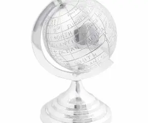 vidaXL Sculptură glob, argintiu, 16.5x14x26 cm, aluminiu
