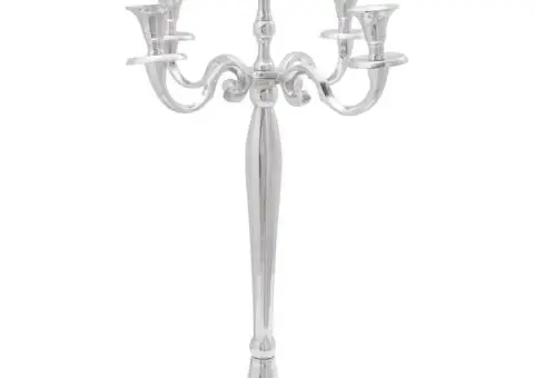 Suport de lumânări, argintiu, 39x39x60 cm, aluminiu - 2/5