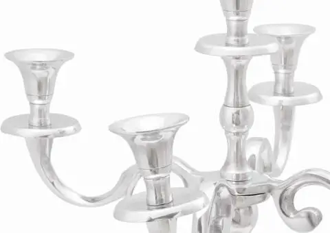 Suport de lumânări, argintiu, 39x39x60 cm, aluminiu - 3/5