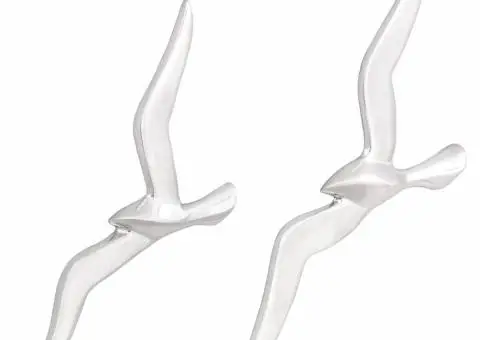 Pescăruși, 2 buc., de perete, argintiu, aluminiu - 3/5