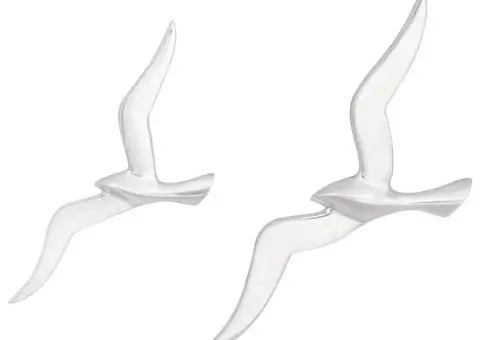 Pescăruși, 2 buc., de perete, argintiu, aluminiu - 5/5