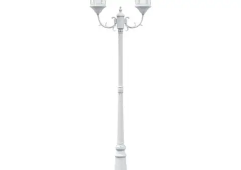Stâlp de lumini Grădină 2-Lampă E27 Alb 235 cm Aluminiu - 3/5