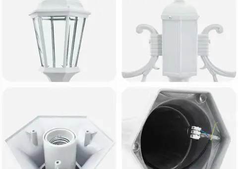 Stâlp de lumini Grădină 2-Lampă E27 Alb 235 cm Aluminiu - 5/5