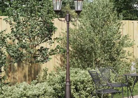 Stâlp de iluminat de grădină cu 2 lămpi E27 Bronz 235 cm Aluminiu - 1/5