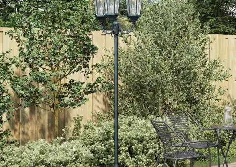 Stâlp de lumină pentru grădină cu 3 lămpi E27 Verde 220 cm Aluminiu - 1/5