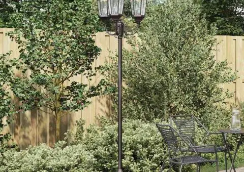 Stâlp de iluminat pentru grădină 3-lămpi E27 Bronz 220 cm Aluminiu - 1/5