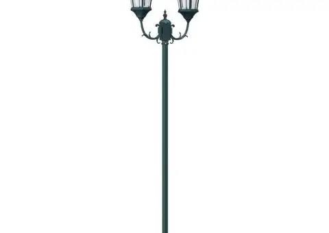 Stâlp de lumină pentru grădină cu 2 lămpi E27 Verde 220 cm Aluminiu - 2/5