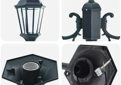 Stâlp de lumină pentru grădină cu 2 lămpi E27 Verde 220 cm Aluminiu - 5/5