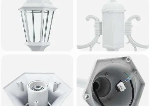 Stâlp de iluminat pentru grădină cu 2 lămpi E27 Alb 220 cm Aluminiu - 5/5