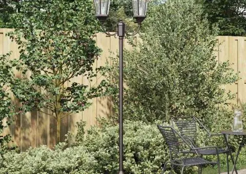 Stâlp de iluminat pentru grădină cu 2 lampi E27 bronz 220 cm aluminiu - 1/5