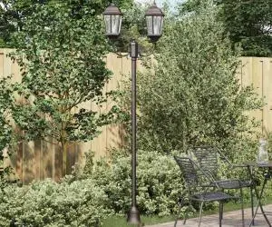 Stâlp de iluminat pentru grădină vidaXL cu 2 lampi E27 bronz 220 cm aluminiu