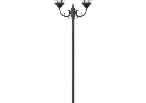 Stâlp de iluminat pentru grădină cu 2 lampi E27 bronz 220 cm aluminiu - 3/5