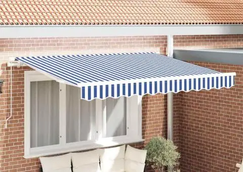 Material de Înlocuire pentru Marchiză pentru Cadru de 3.5m x 2m Alb și Albastru - 1/5