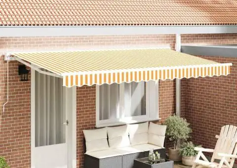 Material pentru Marchiză pentru Cadru de 4x2 m Galben și Alb - 1/5