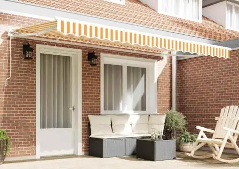 Material pentru Marchiză pentru Cadru de 4x2 m Galben și Alb - 3/5