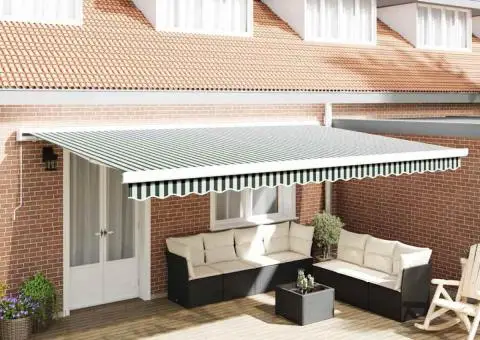 Material de umbră pentru cadru de 5x3 m verde și alb - 1/5