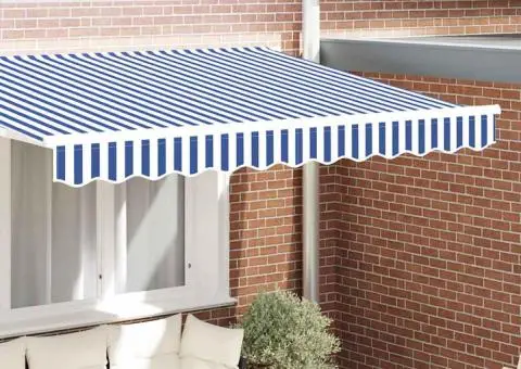 Obloane pentru copertină de 2,5 m în alb și albastru 2,3x0,2 m - 1/5