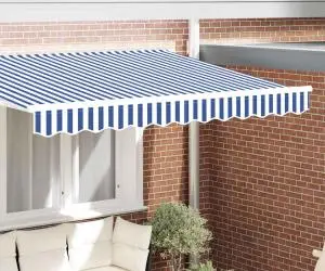 vidaXL Obloane pentru copertină de 2,5 m în alb și albastru 2,3x0,2 m