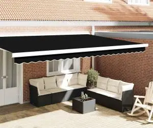 vidaXL Umbrelă de grădină 5m, cadru negru, dimensiuni 4,8x0,2m