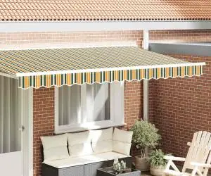 vidaXL Marchiza de 4m, verde și galben, 3.8x0.2m