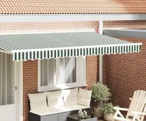 vidaXL Valance pentru marchiză de 4m, verde și alb 3.8x0.2m