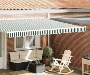 vidaXL Îmbrăcăminte pentru marchiză, 4,5 m, Verde și Alb, 4,3x0,2 m