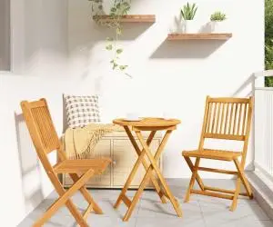 vidaXL Set bistro de grădină, 3 piese, lemn masiv acacia