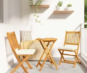 vidaXL Set bistro de grădină, 3 piese, lemn masiv acacia