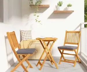 vidaXL Set bistro de grădină, 3 piese, lemn masiv acacia