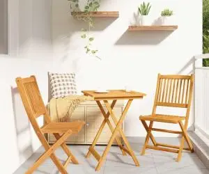 vidaXL Set bistro de grădină, 3 piese, lemn masiv acacia