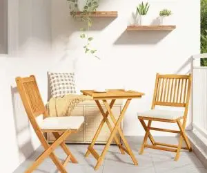 vidaXL Set bistro de grădină, 3 piese, lemn masiv acacia