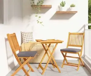 vidaXL Set bistro de grădină, 3 piese, lemn masiv acacia