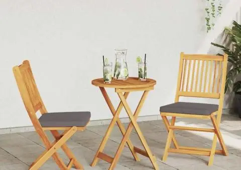 Scaune de grădină pliabile, 2 buc. perne gri lemn masiv acacia - 3/5