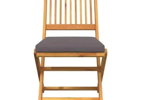 Scaune de grădină pliabile, 2 buc. perne gri lemn masiv acacia - 5/5