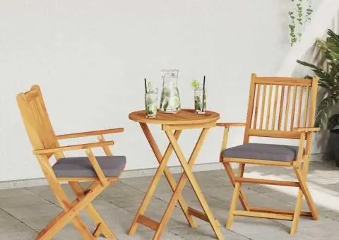 Scaune de grădină pliabile, 2 buc. perne gri lemn masiv acacia - 3/5