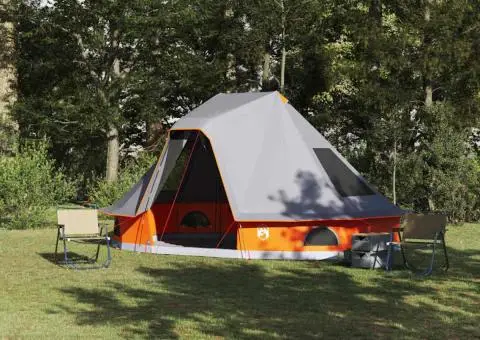 Cort de Familie Tipi Gri și Portocaliu 6 Persoane Impermeabil - 1/5