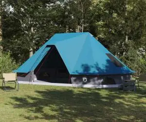 vidaXL Cort de familie Tipi Albastru pentru 10 persoane impermeabil