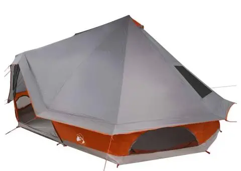 Cort pentru Familie Tipi - Gri și portocalie, pentru 10 persoane, impermeabil - 2/5