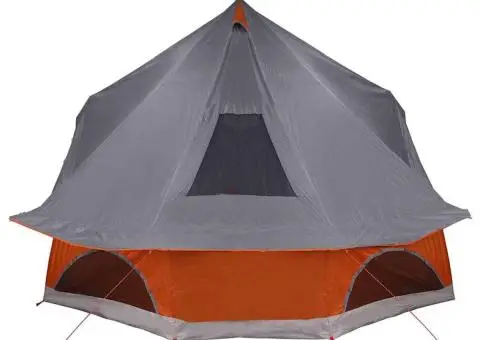 Cort pentru Familie Tipi - Gri și portocalie, pentru 10 persoane, impermeabil - 5/5