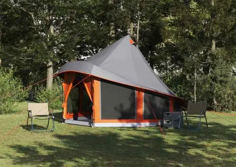 Cort de familie Tipi gri și portocaliu impermeabil pentru 6 persoane - 1/5