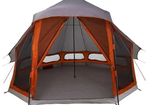 Cort de familie Tipi gri și portocaliu impermeabil pentru 6 persoane - 4/5