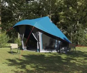 vidaXL Cort Familial Tipi Albastru 10-Persoane Impermeabil