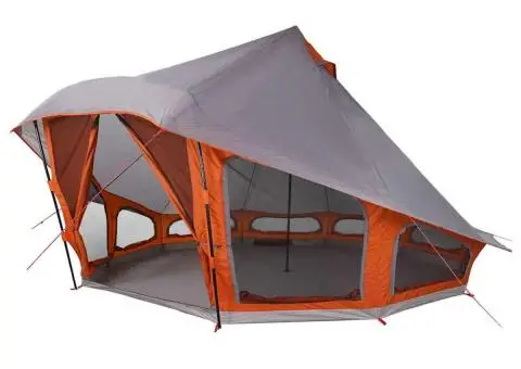 Cort de Familie Tipi în Gri și Portocaliu pentru 10 Persoane - Impermeabil - 2/5