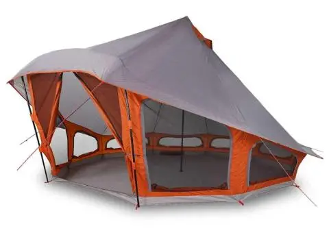 Cort de Familie Tipi în Gri și Portocaliu pentru 10 Persoane - Impermeabil - 3/5