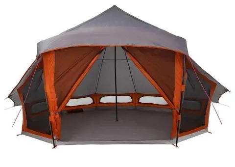 Cort de Familie Tipi în Gri și Portocaliu pentru 10 Persoane - Impermeabil - 4/5